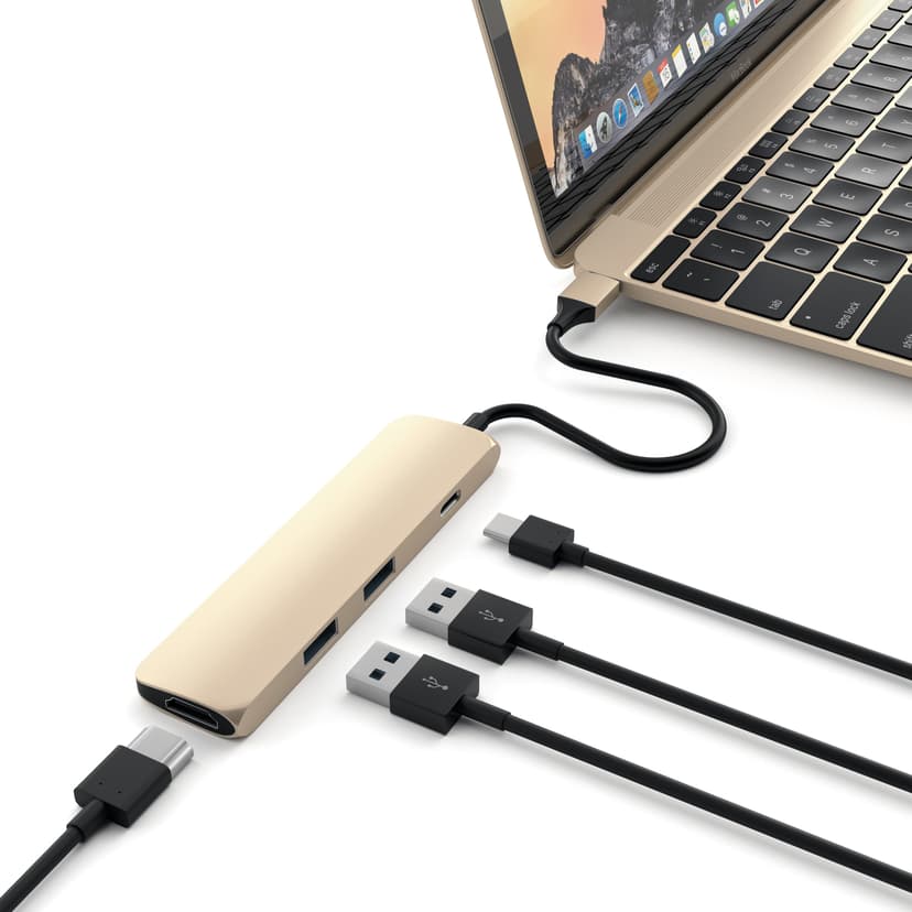 Satechi USB-C MultiPorts-adapter - Gold USB-C Mini-dock