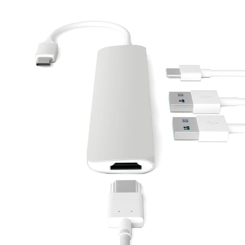 Satechi USB-C MultiPorts-adapter - Silver USB 3.2 Gen 1 (3.1 Gen 1) Type-C