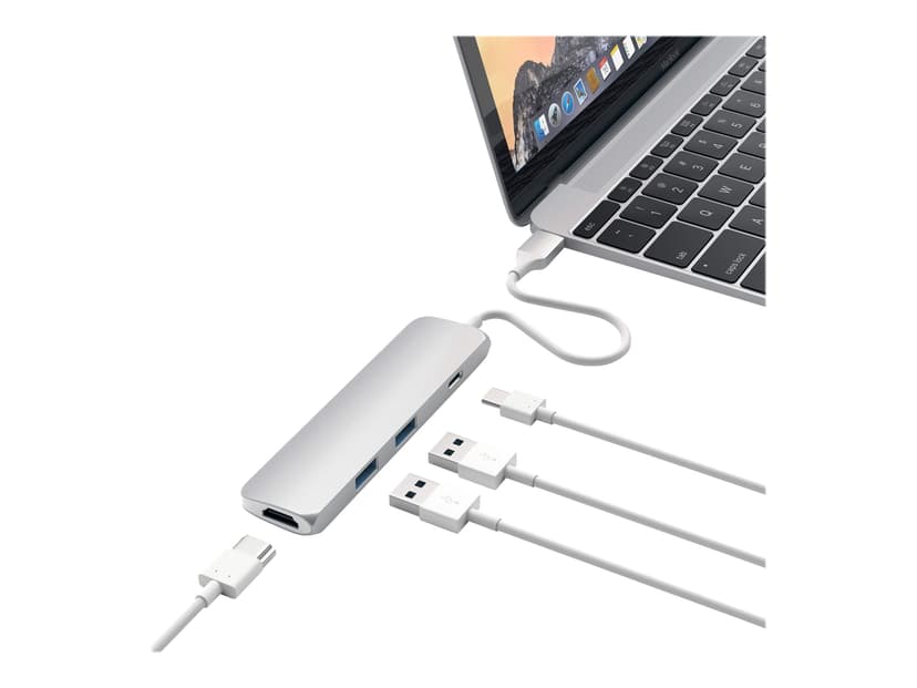 Satechi USB-C MultiPorts-adapter - Silver USB 3.2 Gen 1 (3.1 Gen 1) Type-C