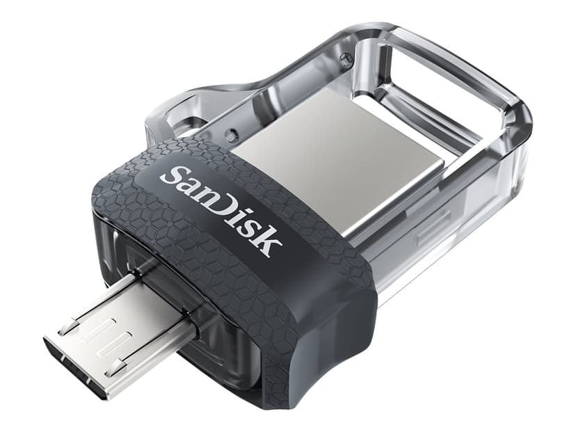 SanDisk Ultra Dual Drive M3.0 32GB USB Type-A / Micro-USB Musta, Hopea, Läpinäkyvä