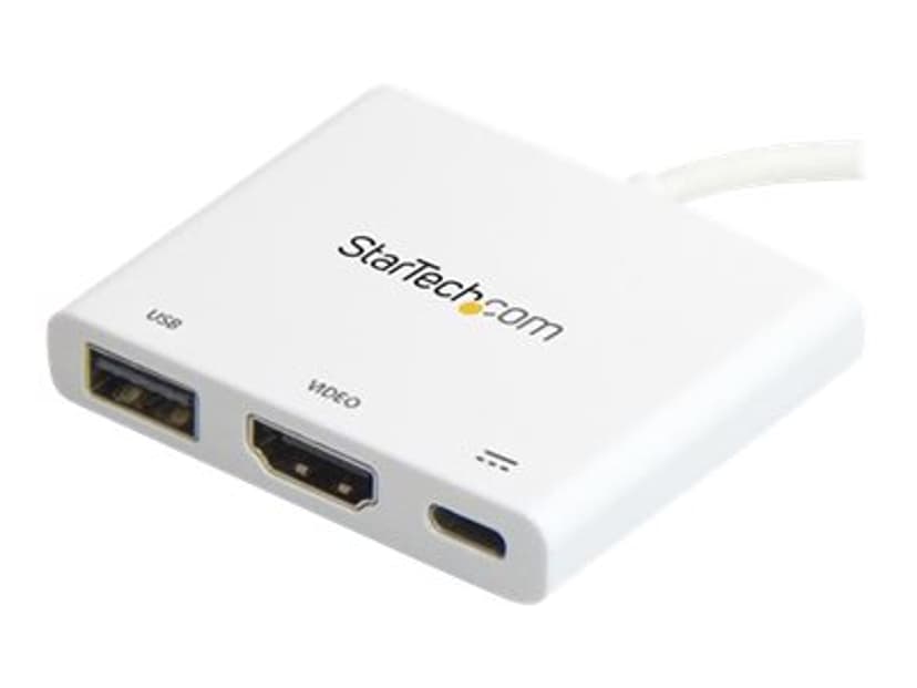 Startech USB-C to 4K HDMI Multifunction Adapter with Power Delivery and USB-A Port extern videoadapter 0.06m 24 pin USB-C Hane 24-stifts USB-C med strömförsörjning, 9-stifts USB typ A, HDMI Type A Hona
