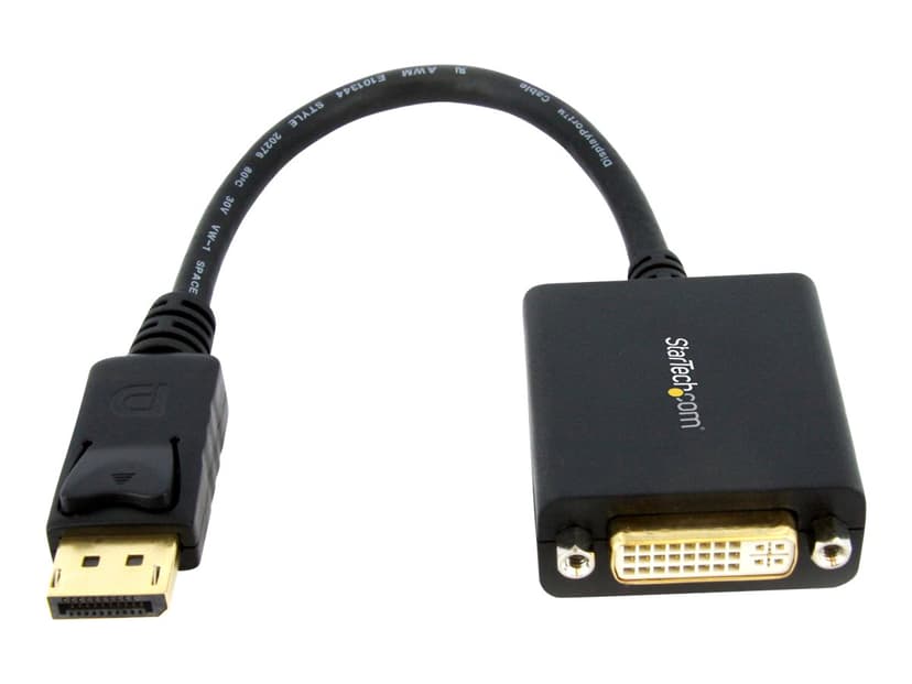 Startech DisplayPort to DVI Video Adapter Converter 20 nastan näyttöporttiliitin Uros 24+5-nastainen yhdistetty DVI 1520m Naaras 20 nastan näyttöporttiliitin Uros 24+5-nastainen yhdistetty DVI Naaras