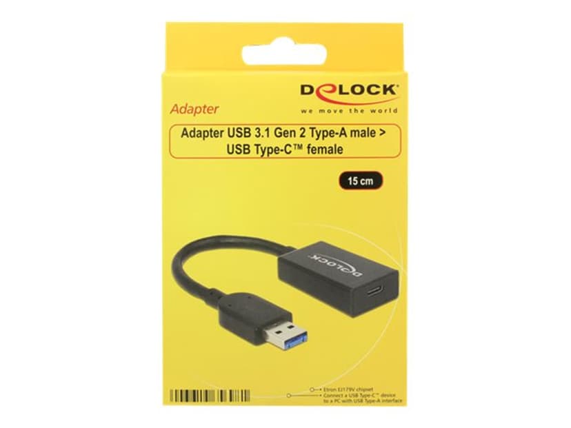 Delock Converter USB 3.1 Gen 2 Type-A male > USB Type-C 0.15m 9 pin USB Type A Uros 24 pin USB-C Naaras
