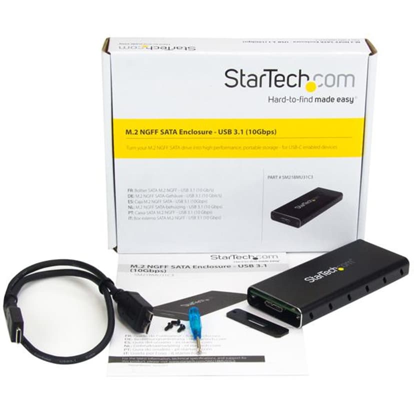 Startech M.2 NGFF SATA Enclosure M.2 USB 3.1 (Gen 2) Sølv, Svart
