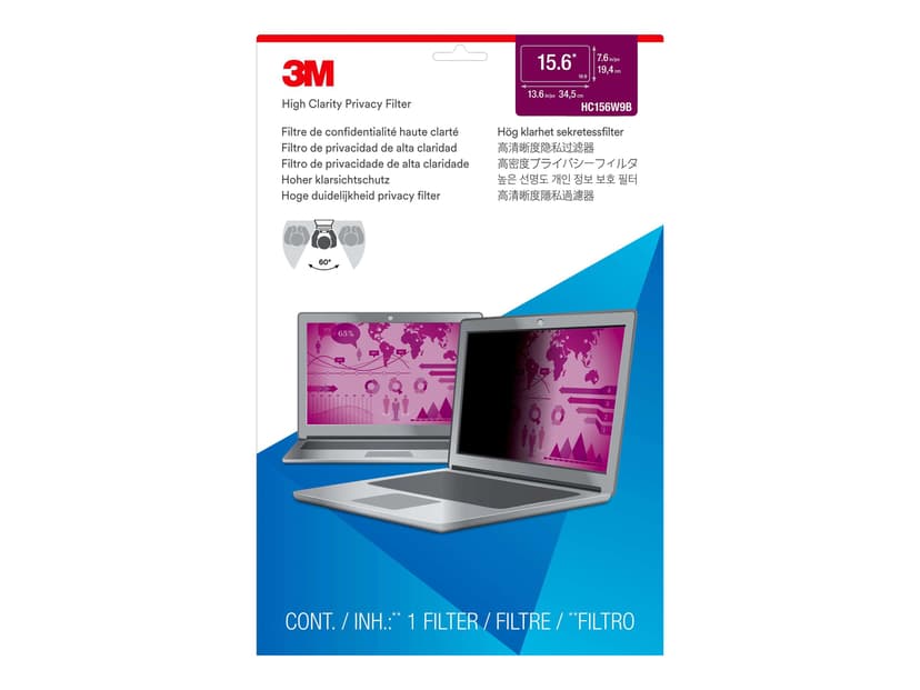 3M High Clarity Filter for 15.6" Widescreen Laptop Leveys 15,6" 16:9