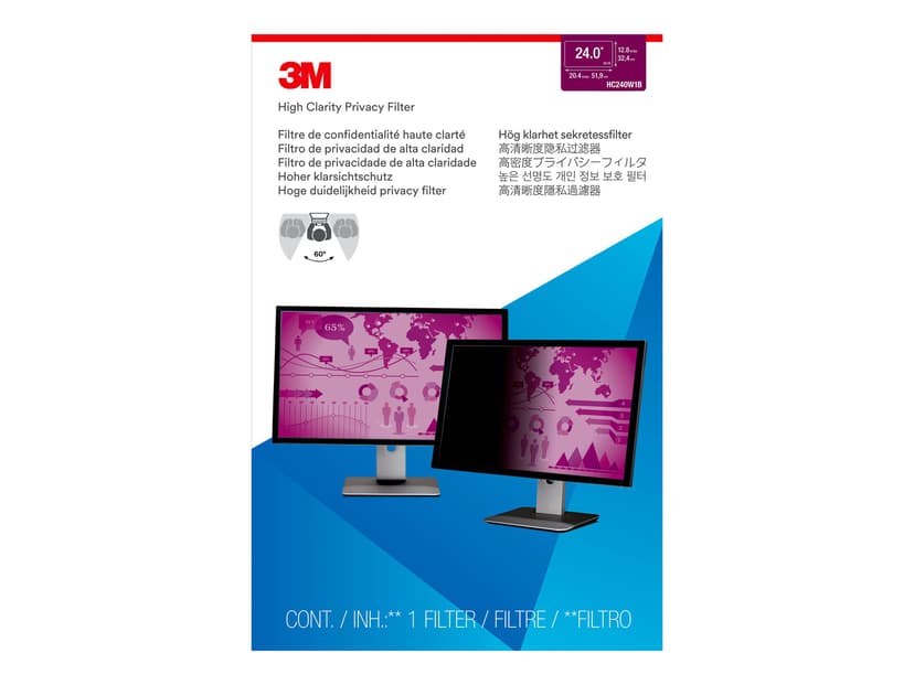 3M High Clarity Privacy Filter for 24" Widescreen Monitor (16:10) 24" 16:10