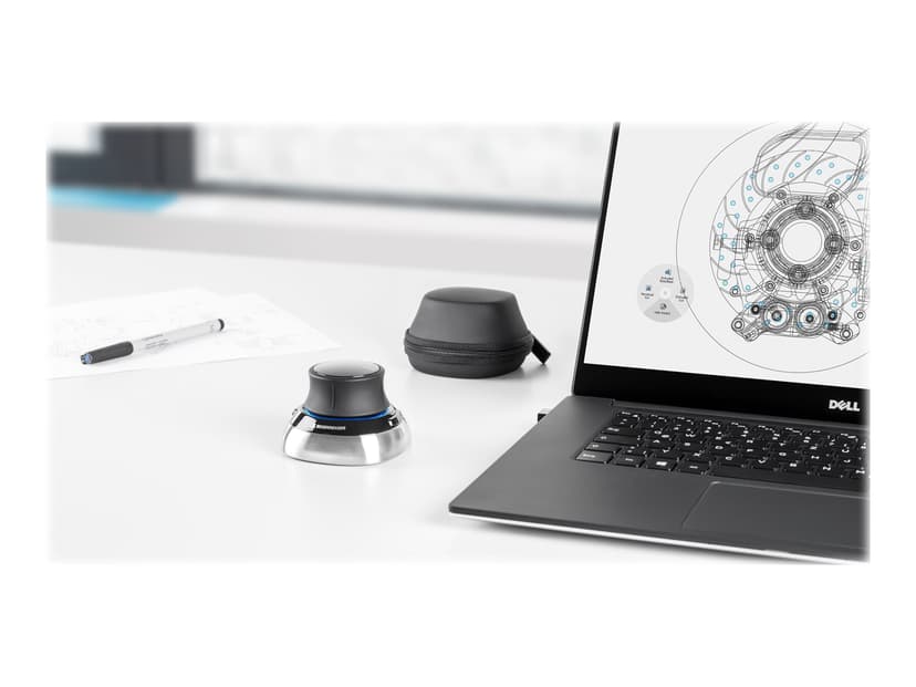 3DConnexion SpaceMouse Wireless Kabelansluten, Trådlös 3D-mus Silver, Svart
