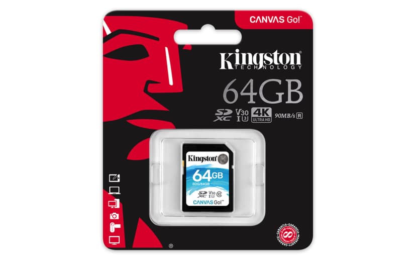 Kingston Canvas Go! 64GB SDHC UHS-I -muistikortti