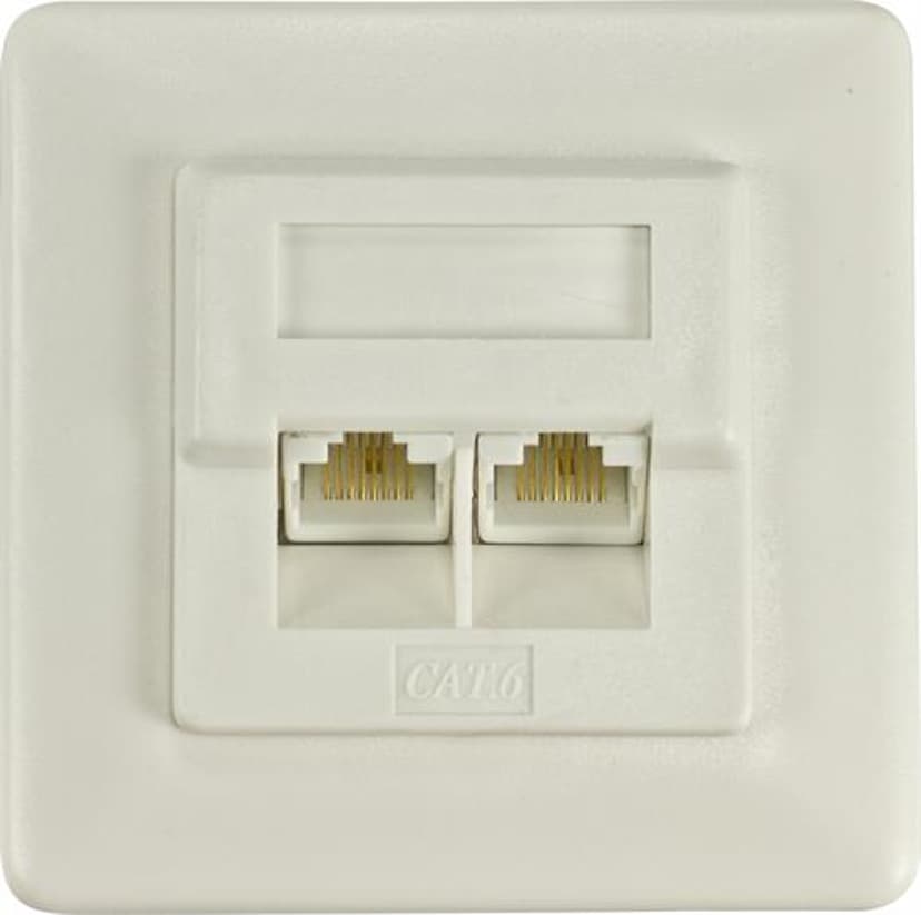 Deltaco N tverksuttag 2 port CAT 6 VR 127 Dustin