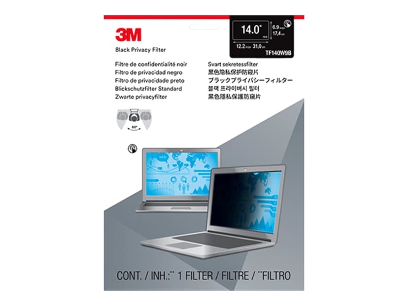 3M Personvernfilter for bærbar datamaskin med 14" widescreen 14" 16:9