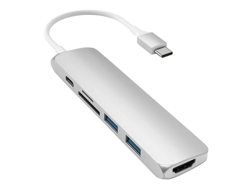Satechi Slim Aluminum Type-C Multi-Port Adapter V2 USB 3.2 Gen 1 (3.1 Gen 1) Type-C