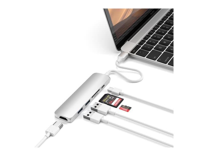 Satechi Slim Aluminum TypeC MultiPort Adapter V2 USBC Dokkingstasjon