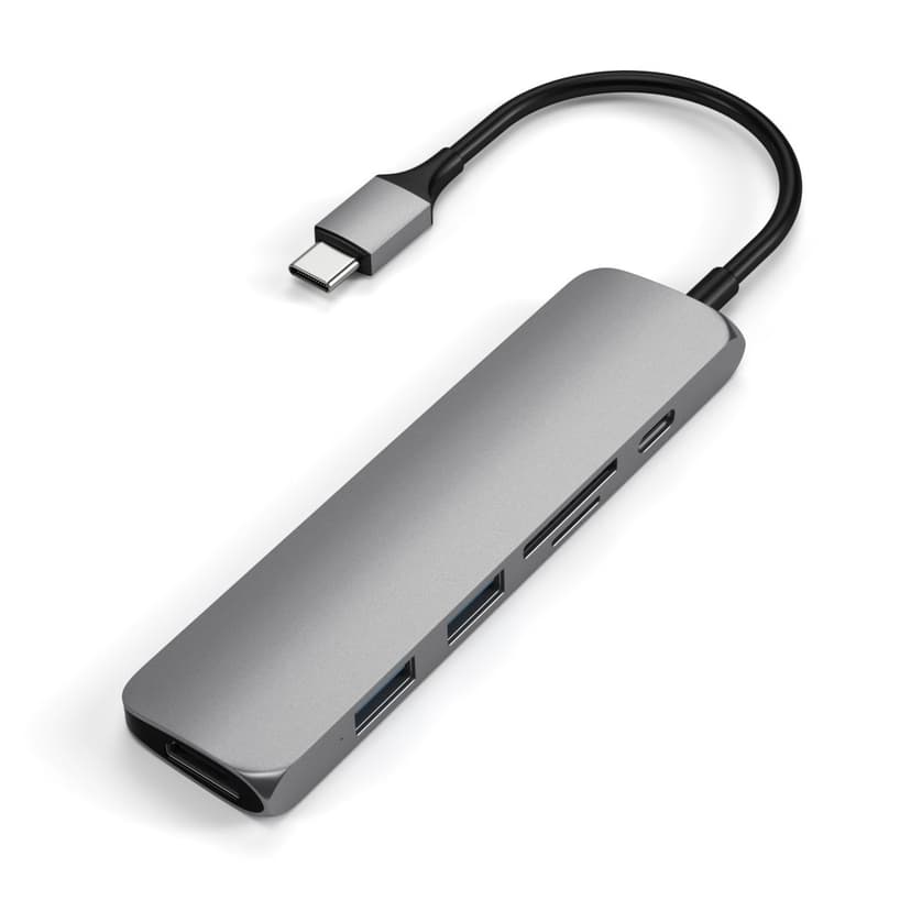 Satechi Hub USB-C Slim multiport 7-en-1 - Argent - Station d