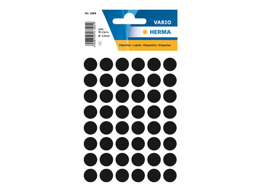 Herma Labels 12mm Round Black 240pcs