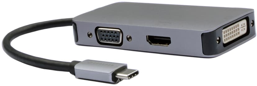 Prokord Travel Port Video USB-C Hane DVI-D, HDMI, VGA Hona Silver