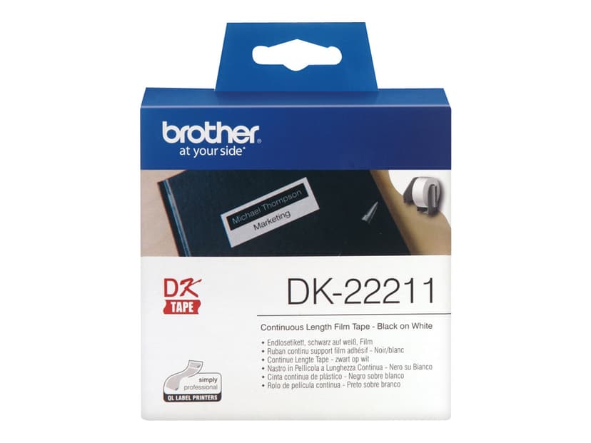 Brother Tape Plast 29mm x 15.24m Musta/Valkoinen