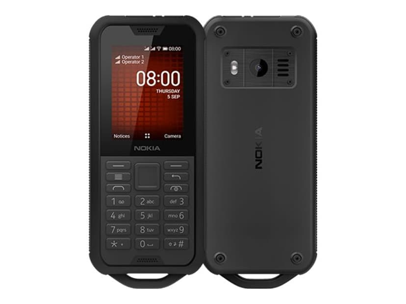 Nokia 800 Tough Dual-SIM (SIM1- ja SIM2/MicroSD-paikat) Musta