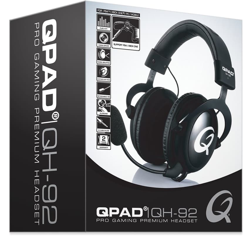 QPAD QH 92 Stereo Gaming Headset Musta