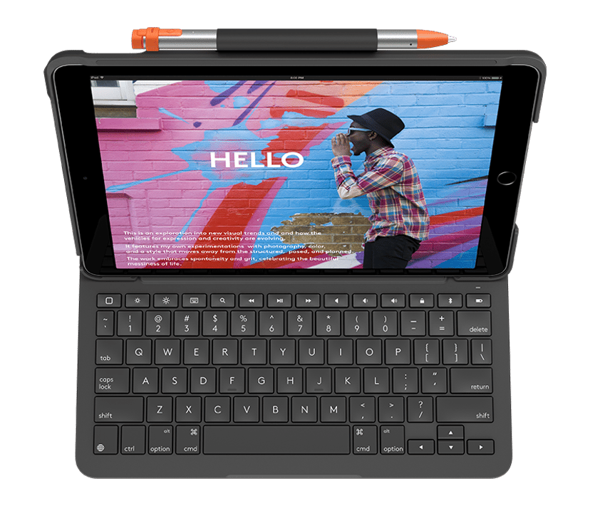 Logitech Slim Folio til iPad 7/8 & 9:e Gen Trådløs Pan Nordic Grå Tastatur og folioveske
