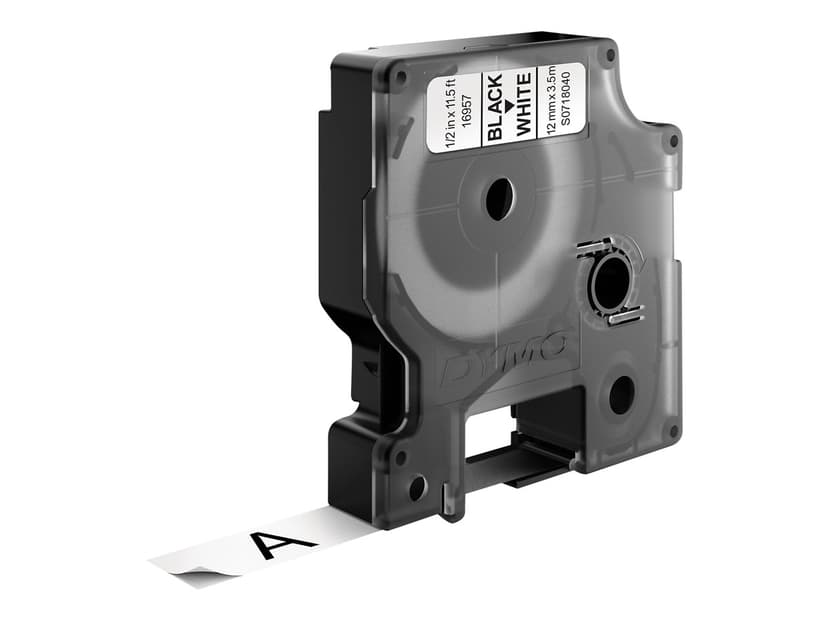 Dymo Tape D1 12mm Svart/Hvit Flexible