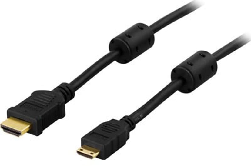 Deltaco Video- / Ääni- / Verkkokaapeli 5m HDMI Type C (Mini) Musta
