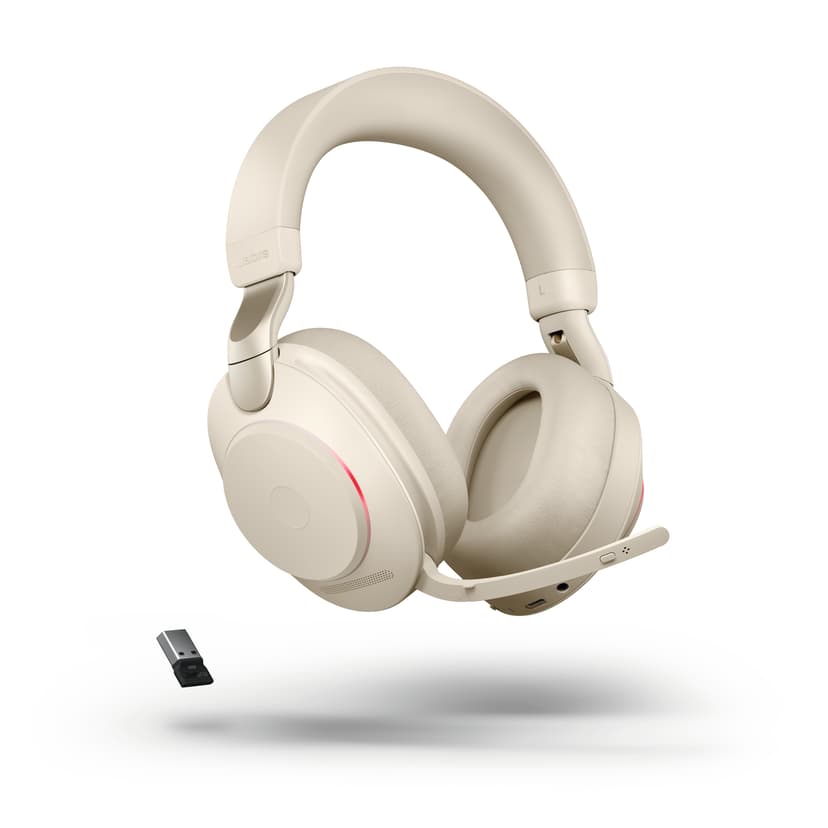 Jabra Evolve2 85 UC Headset USB-A via Bluetooth-adapter Optimerad för UC Stereo Beige