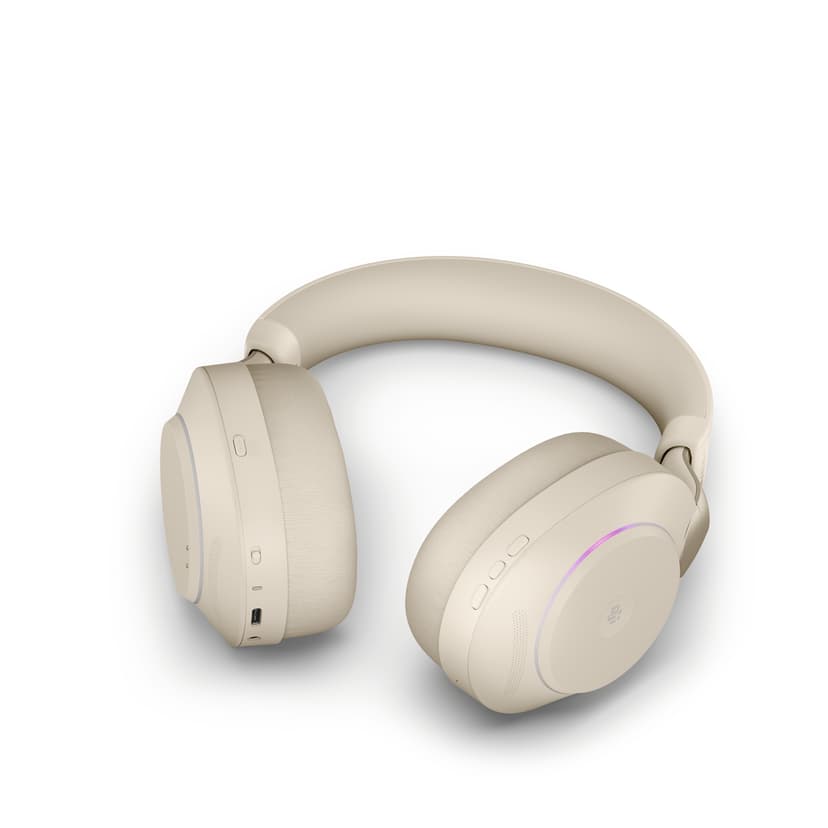 Jabra Evolve2 85 MS Headset USB-A via Bluetooth-adapter Optimerat för MS Teams Stereo Beige