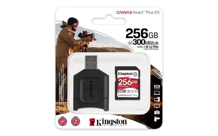 Kingston Canvas React Plus 256GB SDXC UHS-II minneskort