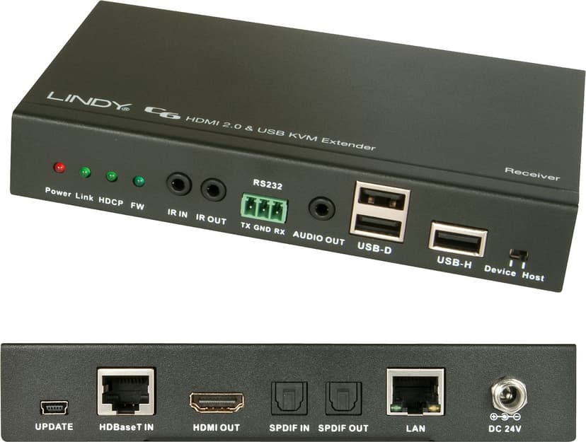 Lindy Extender C6 HDMI/DVI/DP 4K USB 2.0 HDBaseT 2.0