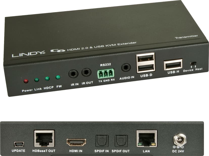 Lindy Extender C6 HDMI/DVI/DP 4K USB 2.0 HDBaseT 2.0