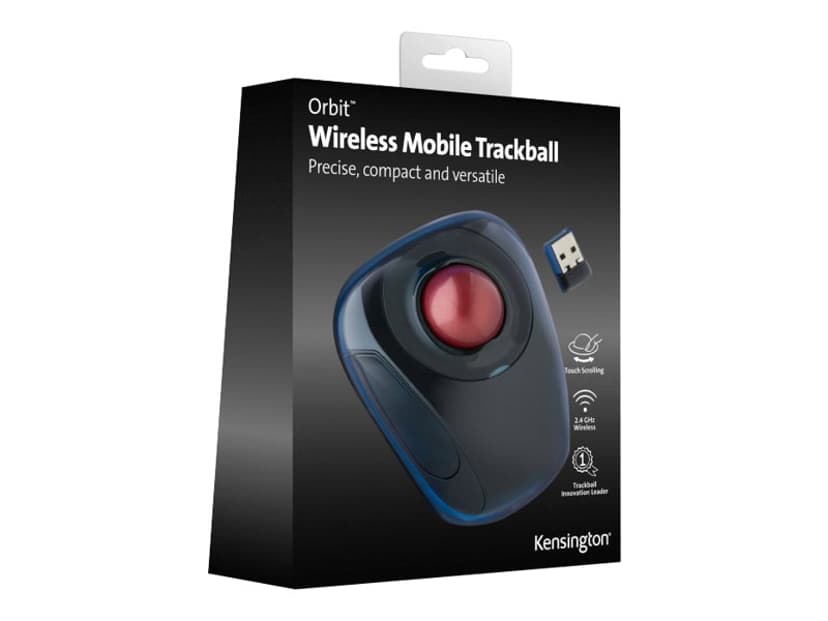 Kensington Advance Fit Wireless Mobile Trackball Trådløs Mus Rød, Svart