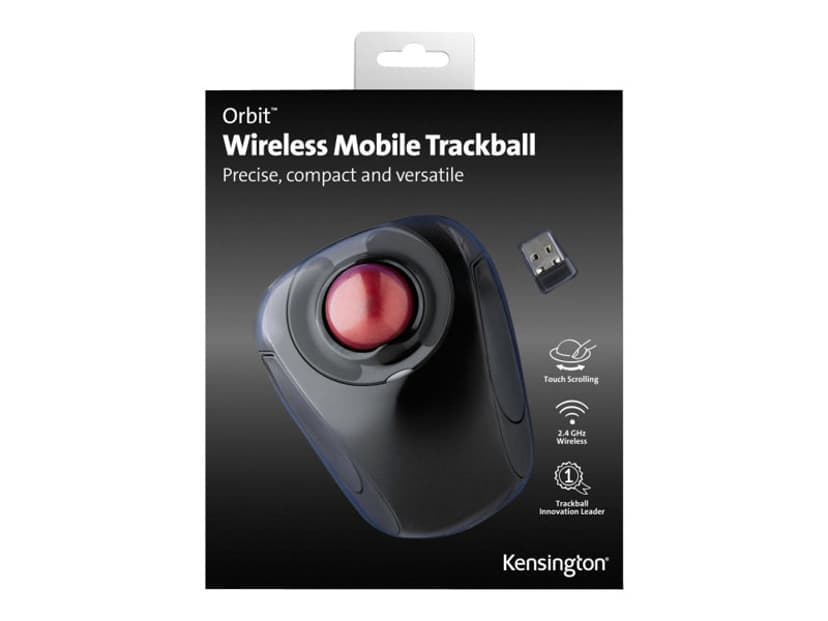 Kensington Advance Fit Wireless Mobile Trackball Langaton Hiiri Musta, Punainen