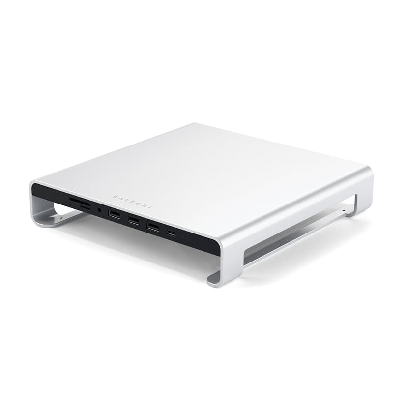 Satechi Skærmstativ med USB-C Hub/SD-læser/3,5mm-lydudgang Sølv - iMac