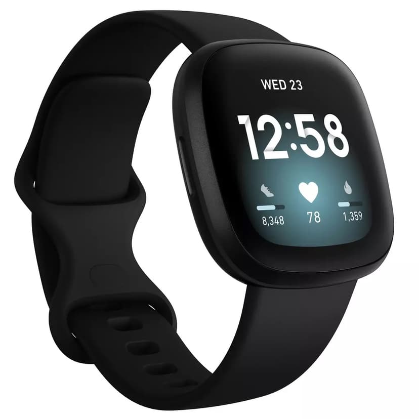 Fitbit Versa 3 Svart Aktivitetssporer, Kondi-armbåndsur