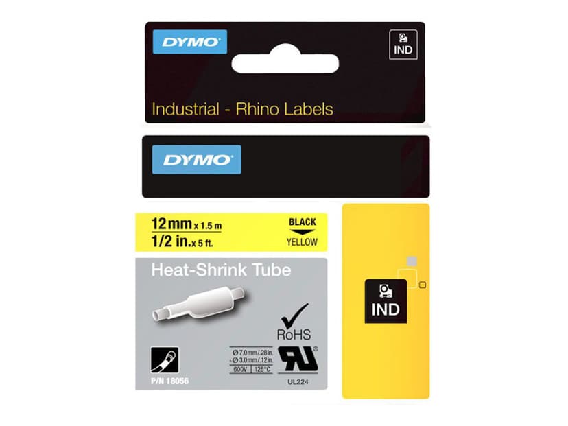 Dymo Tape RhinoPRO Heat Shrink 12mm Svart/Gul