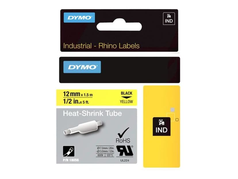 Dymo Tape RhinoPRO Kutisteputki 12mm Musta/Keltainen