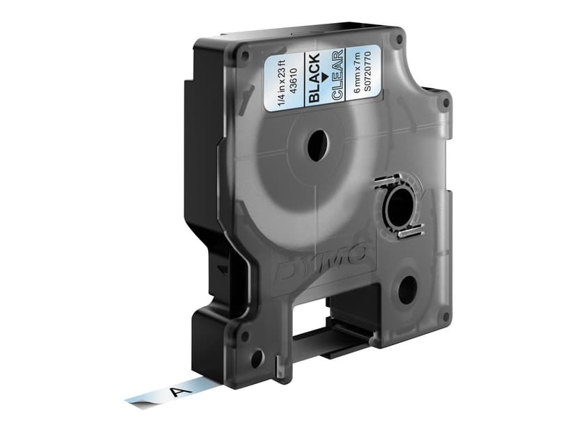 Dymo Tape D1  6mm Svart/Transparent