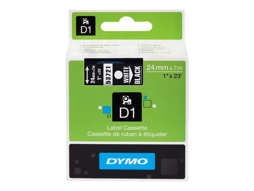 Dymo Tape D1 24mm Valkoinen/Musta