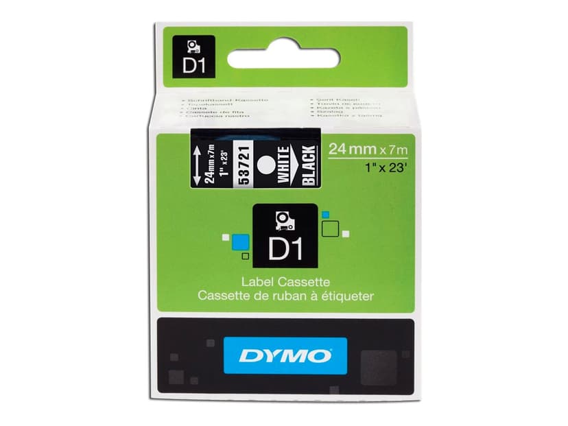 Dymo Tape D1 24mm Valkoinen/Musta