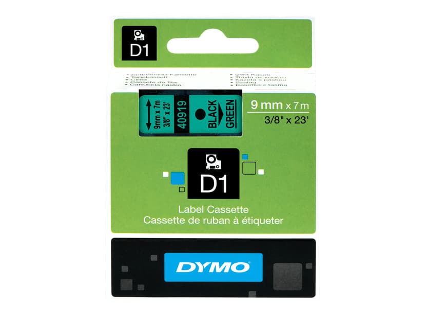 Dymo Tape D1 9mm Musta/Vihreä