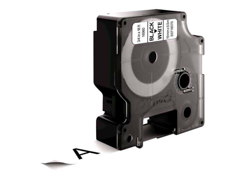 Dymo Tape D1 19mm Svart/Vit Perm Poly