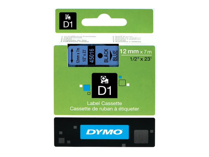 Dymo Tape D1 12mm Musta/Sininen