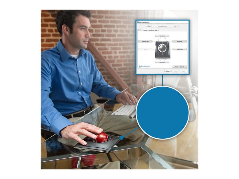 Kensington Slimblade Trackball Kabling Styrebold Sort