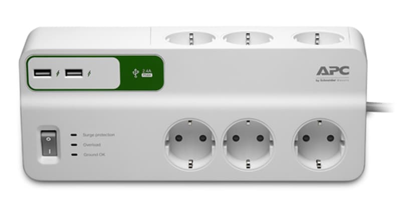 APC SurgeArrest Essential 10A Ekstern 6st Hvid