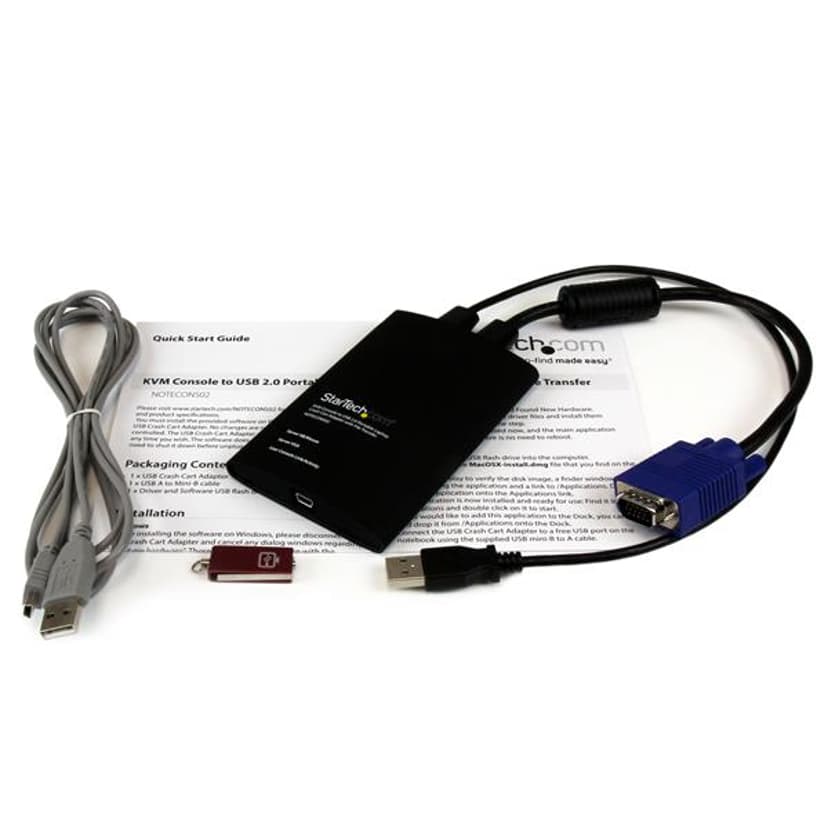 Startech KVM Console to Laptop USB 2.0 Portable Crash Cart Adapter with File Transfer