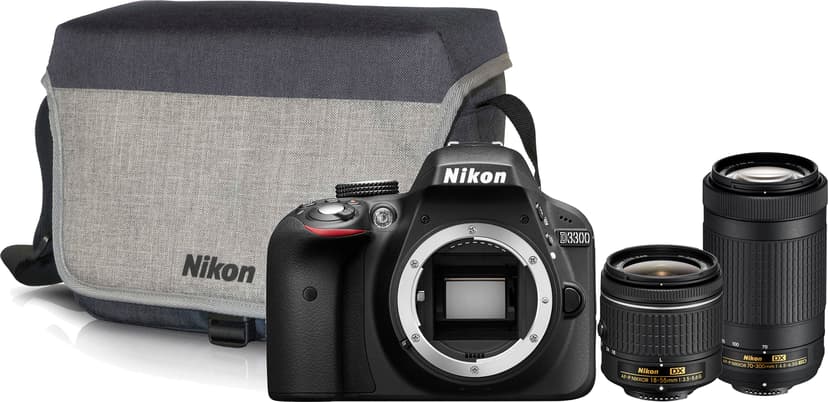 Nikon D3300 + AF-P 18-55 + AF-P 70-300 + Bag | Dustin.dk