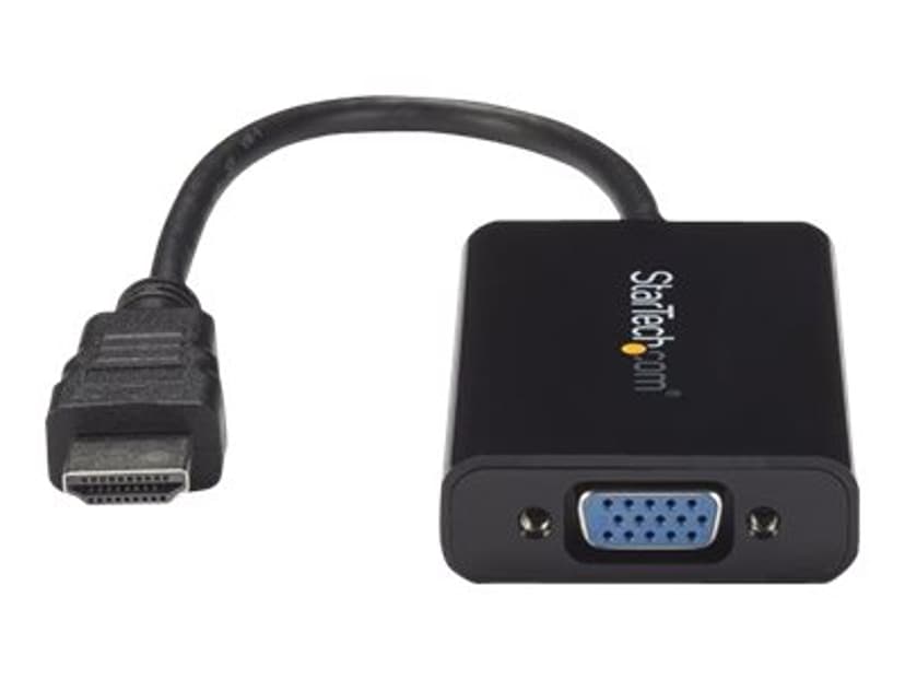 Startech HDMI to VGA Video Adapter with Audio for Laptop / Ultrabook videokonverterare 0.25m 19-stifts HDMI typ A Hane 15 pin HD D-Sub (HD-15), 5-stifts mikro-USB typ B, Minitelefon 3,5 mm Hona