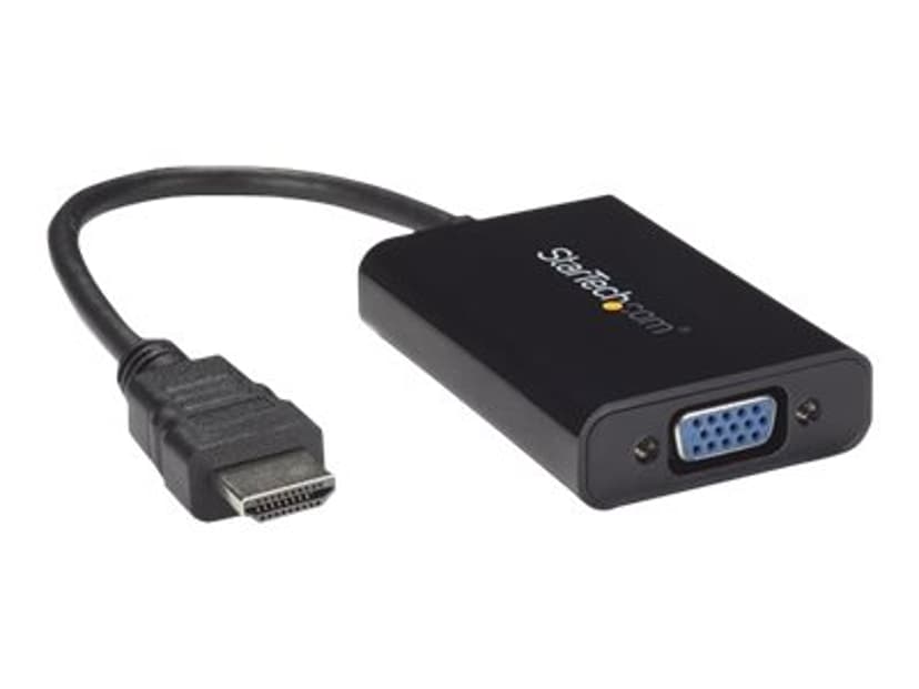 Startech HDMI to VGA Video Adapter with Audio for Laptop / Ultrabook videokonverterare 0.25m 19-stifts HDMI typ A Hane 15 pin HD D-Sub (HD-15), 5-stifts mikro-USB typ B, Minitelefon 3,5 mm Hona