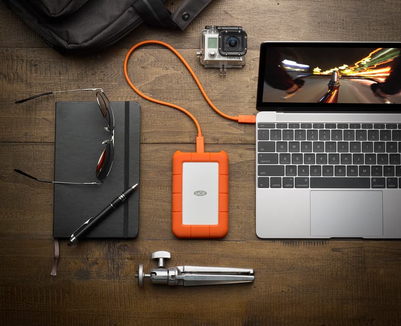 LaCie Rugged USB-C 4TB Oransje, Sølv