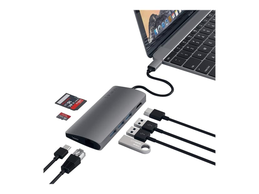 Satechi Multi-Port Adapter V2 USB-C Minitelakointiasema